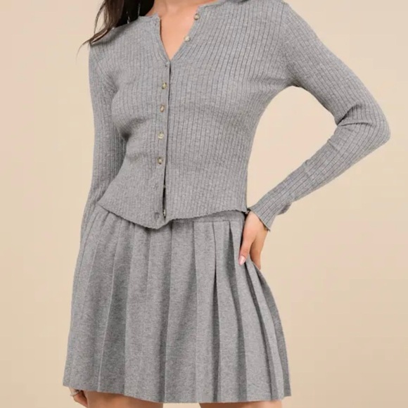 Gray Ribbed Women's Set - Picture 1 of 4